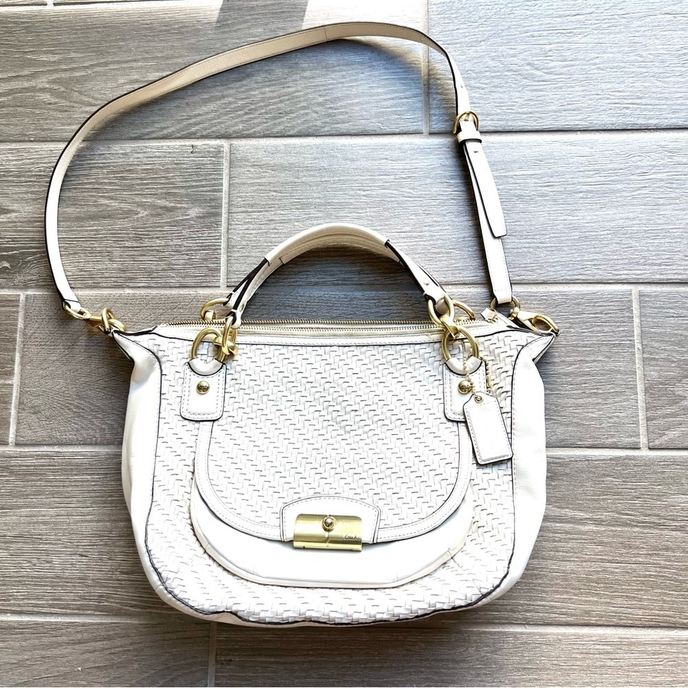 Coach Vintage Plaid Beige Leather Shoulders/Crossbody/Satchels Bag
